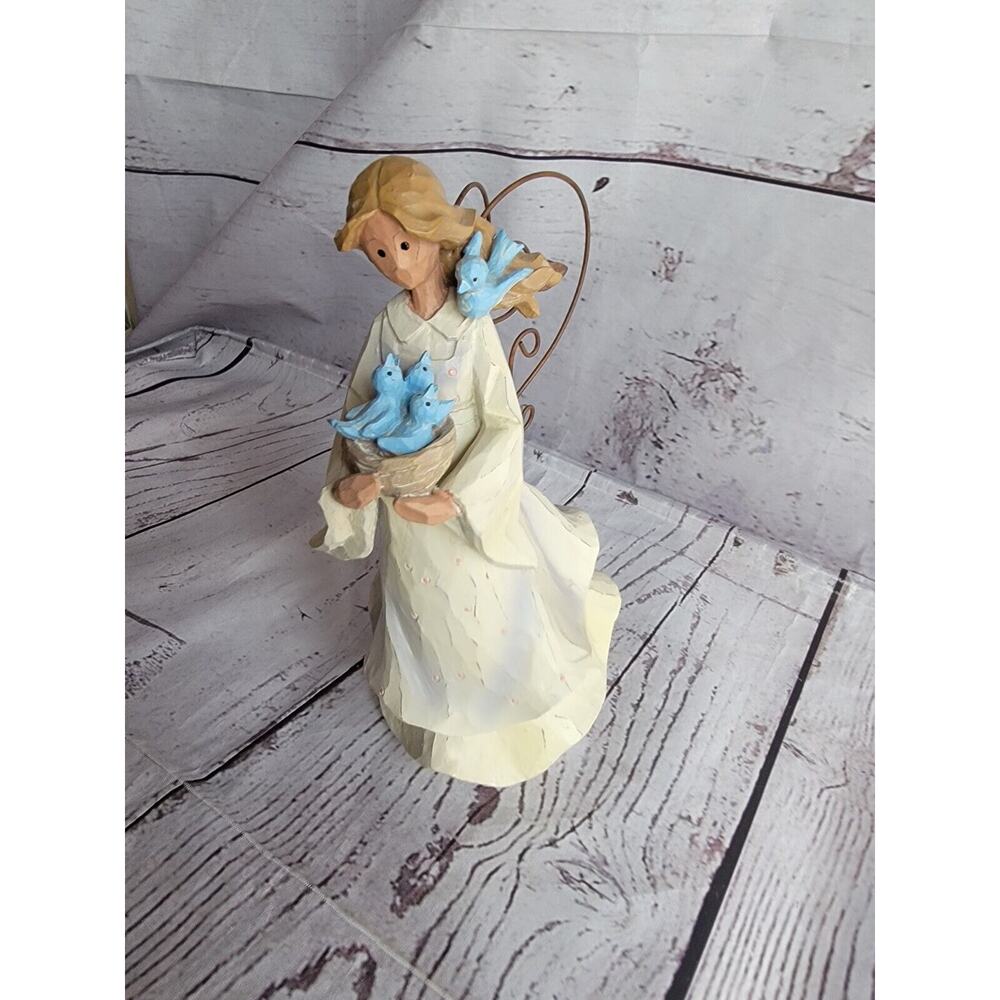 Angel Accents Angel 49325 Roman Inc. Figurine Friday's Child is Loving Birds Vtg